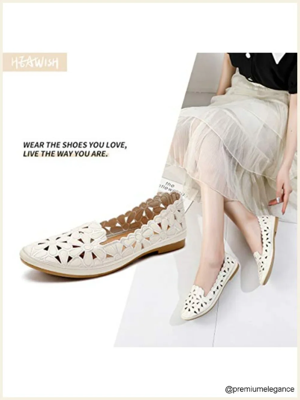 Women's Floral Ballet Flats Slip On PU Leather Round Toe Dress Shoes